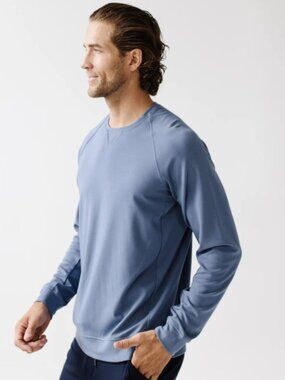 Cozy Earth Mens Bamboo Lounge Set Size XXL 2XL Blue Pullover Crew & Jogger NEW